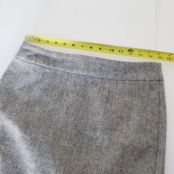 Banana Republic Pencil Skirt Herringbone Preppy Lady-like Career Wool Grey 4 - Picture 8 of 10